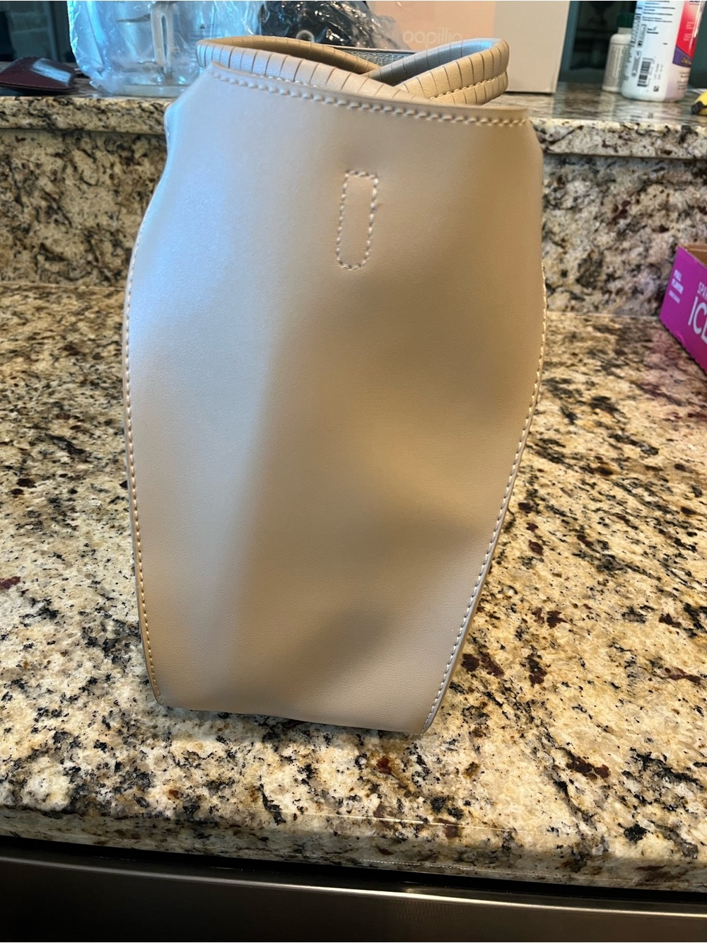 Melie Bianco Cream Tote with Top Handles - Picture 7 of 7